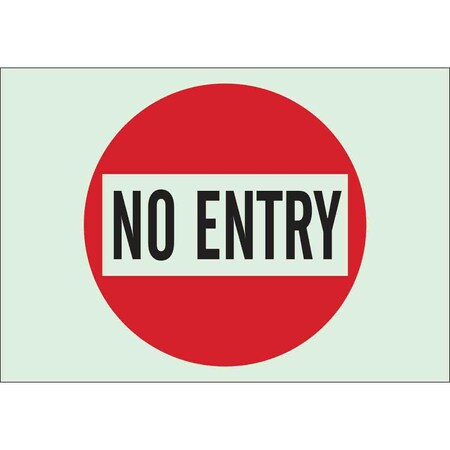 Brady Entrance Sign, Plastic, 10" W, 7" H, No Entry, Red, White 90966